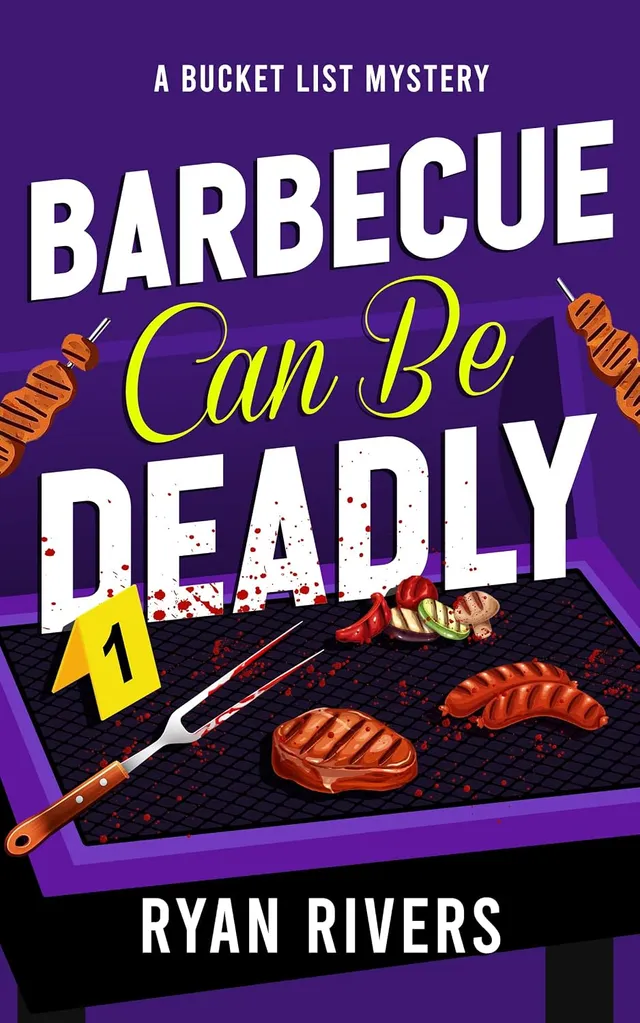 Barbecue Can Be Deadly cover: steaks and sausages on a grill beside an evidence marker